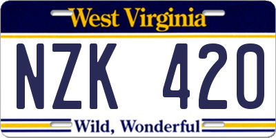 WV license plate NZK420