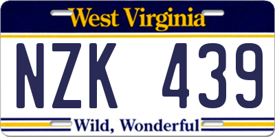 WV license plate NZK439