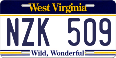 WV license plate NZK509