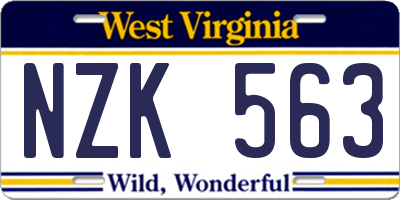 WV license plate NZK563