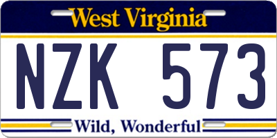 WV license plate NZK573