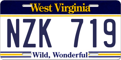 WV license plate NZK719