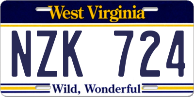 WV license plate NZK724