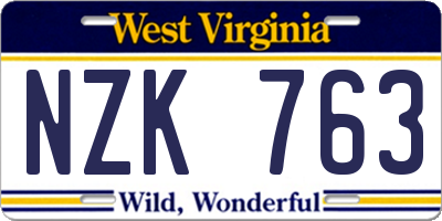WV license plate NZK763