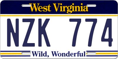 WV license plate NZK774