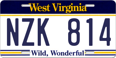 WV license plate NZK814