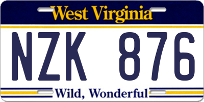 WV license plate NZK876