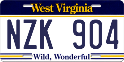 WV license plate NZK904