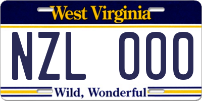 WV license plate NZL000