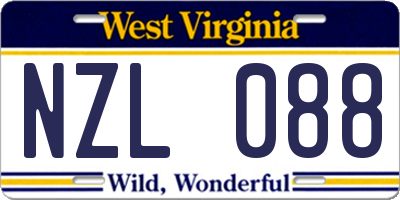 WV license plate NZL088