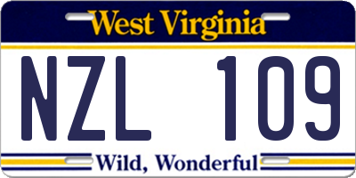 WV license plate NZL109