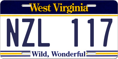 WV license plate NZL117