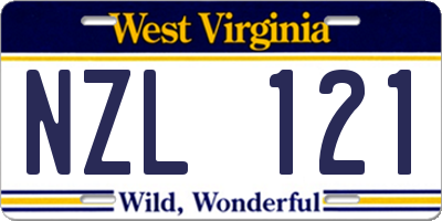WV license plate NZL121