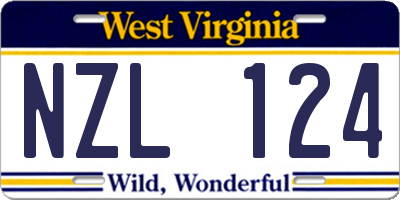 WV license plate NZL124