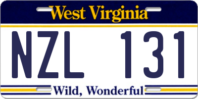 WV license plate NZL131