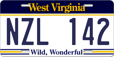 WV license plate NZL142