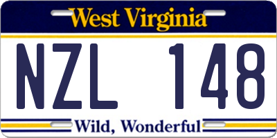 WV license plate NZL148