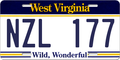 WV license plate NZL177