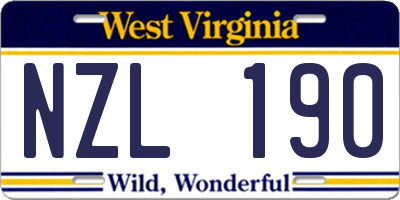 WV license plate NZL190