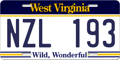 WV license plate NZL193
