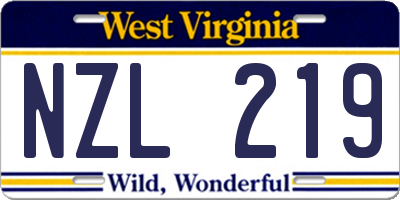 WV license plate NZL219