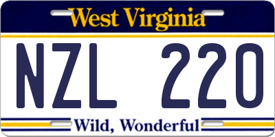 WV license plate NZL220
