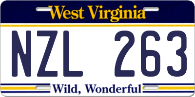 WV license plate NZL263