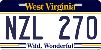 WV license plate NZL270