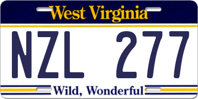 WV license plate NZL277