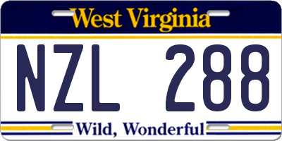 WV license plate NZL288