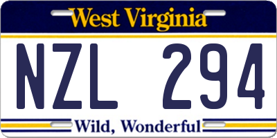 WV license plate NZL294