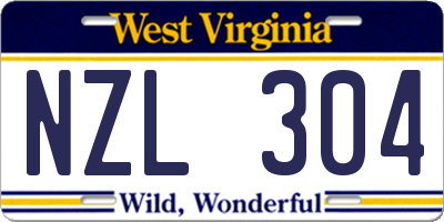 WV license plate NZL304