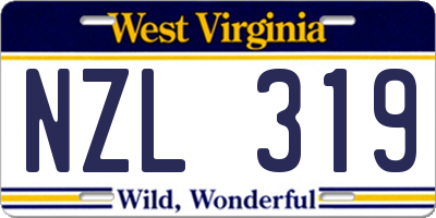 WV license plate NZL319
