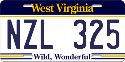 WV license plate NZL325