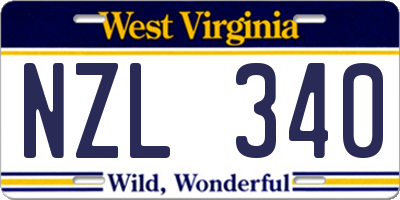 WV license plate NZL340