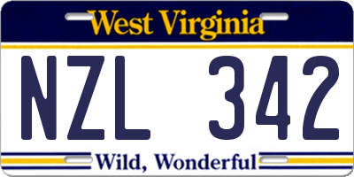 WV license plate NZL342