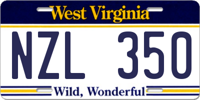 WV license plate NZL350
