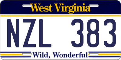 WV license plate NZL383