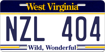WV license plate NZL404