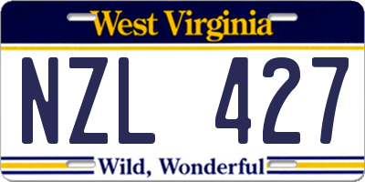 WV license plate NZL427