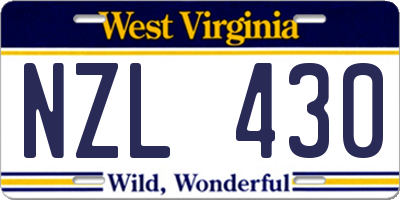 WV license plate NZL430