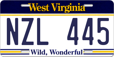 WV license plate NZL445