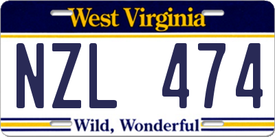WV license plate NZL474