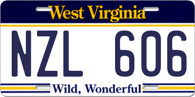 WV license plate NZL606