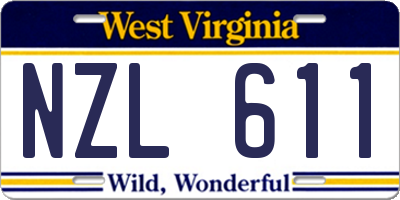 WV license plate NZL611