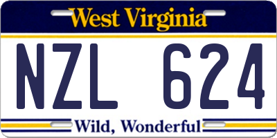 WV license plate NZL624