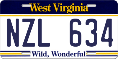 WV license plate NZL634