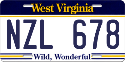 WV license plate NZL678