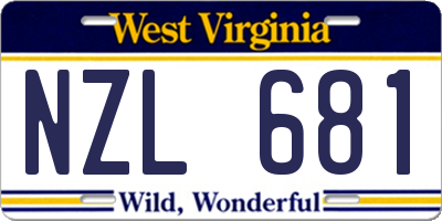 WV license plate NZL681