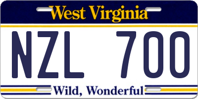 WV license plate NZL700